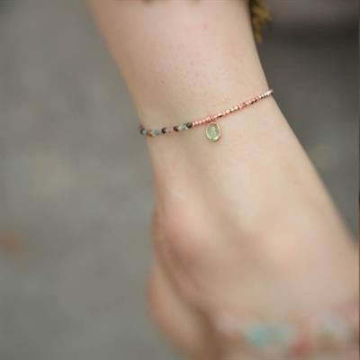 Doğal Turmalin Taşlı 925 Ayar Gümüş Halhal