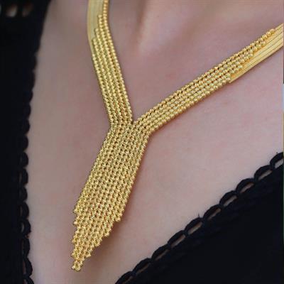 Dorika 925 Ayar Gümüş Gold Kaplama Trabzon Gerdanlık