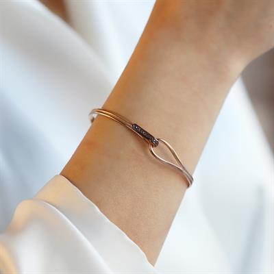 Düğüm Taşlı  Rose Gold Kaplama Gümüş Bileklik
