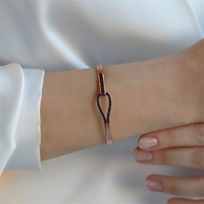 Düğüm Taşlı Rose Gold Kaplama Gümüş Kelepçe