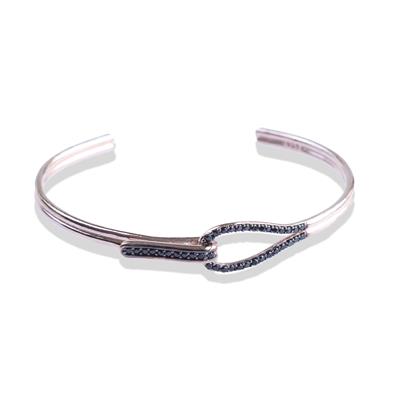 Düğüm Taşlı Rose Gold Kaplama Gümüş Kelepçe