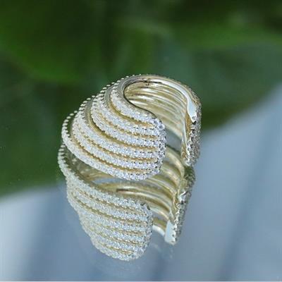 Ear Cuff Zirkon Taşlı Gold Kaplama Gümüş Kıkırdak Küpe