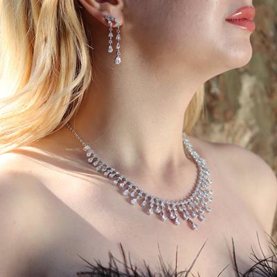 Elegant Zirkon Taşlı Gümüş Set