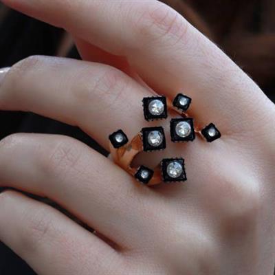 Elmas Montür Dal Tasarım Gold Kaplama Gümüş Yüzük