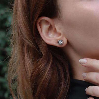 Elmas Montür Model Starlight Diamond Rose Gold Kaplama Gümüş Küpe