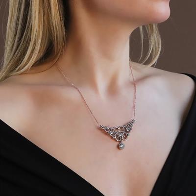 Elmas Montür Rose Gold Kaplama Gümüş Gerdanlık