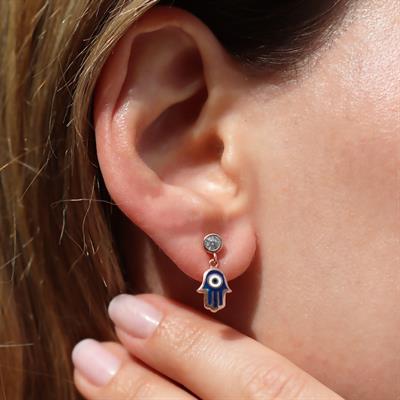 Fatma Ana Eli Mine İşli Rose Gold Kaplama Gümüş Küpe