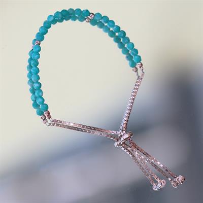 Firüze Taşlı Asansörlü Rose Gold Kaplama Gümüş Bileklik