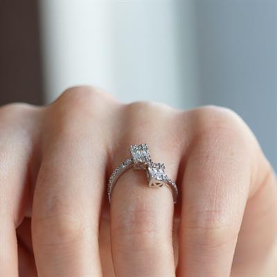 Floral Vine Halo Baget Kesim Starlight Diamond Gümüş Yüzük