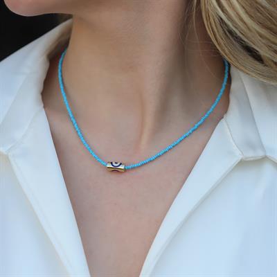 Fortuna Modeli Turkuaz Doğaltaş Gümüş Kolye