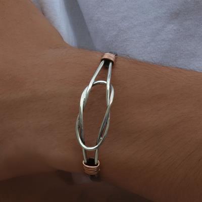 Gemici Düğüm Modeli Otantik Gümüş Kelepçe