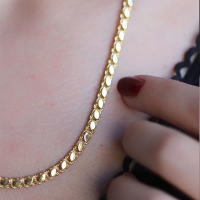 Gold Kaplama 925 Ayar Gümüş Köstek Zincir