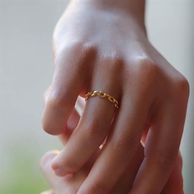 Gold Kaplama 925 Ayar Gümüş Zincir Modeli Yüzük