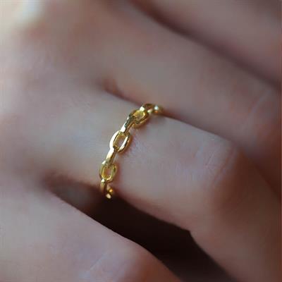 Gold Kaplama 925 Ayar Gümüş Zincir Modeli Yüzük