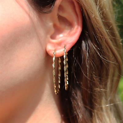 Gold Kaplama Burgu Halka Gümüş Küpe