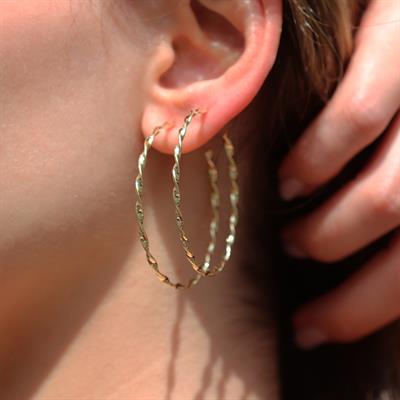 Gold Kaplama Burgu Halka Gümüş Küpe