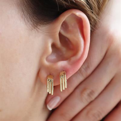 Gold Kaplama Katlı Gümüş Halka Küpe