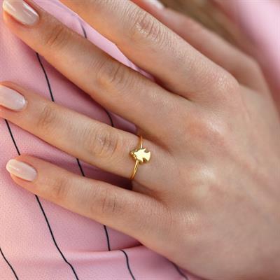 Gold Kaplama Melek Gümüş Yüzük