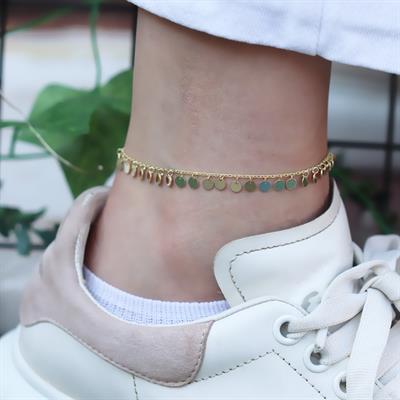 Gold Kaplama Pullu Gümüş Halhal