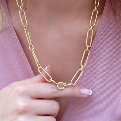 Gold Kaplama Trend Geçme Zincir Gümüş Kolye