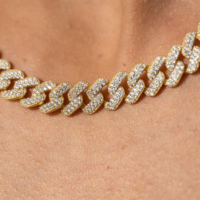 Gurmet Model Zirkon Taşlı Altın Kaplama Gümüş Gerdanlık