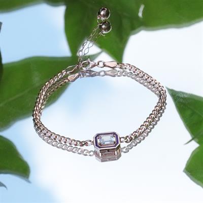Gurmet Zincirli Rose Gold Kaplama İkon Gümüş Bileklik