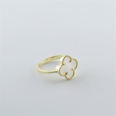 İkonik Alhambra Sedef Taşlı Gold Kaplama Gümüş Yüzük