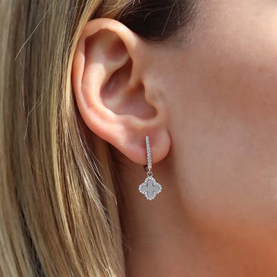 İkonik Alhmbra Yoncası Sedefli Gümüş Küpe