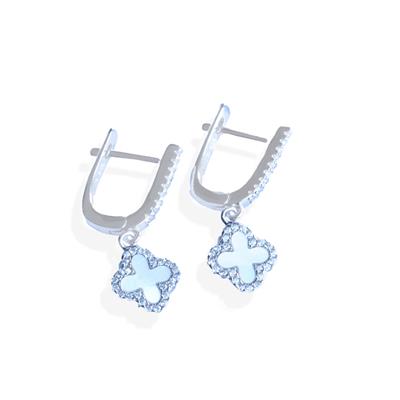 İkonik Alhmbra Yoncası Sedefli Gümüş Küpe