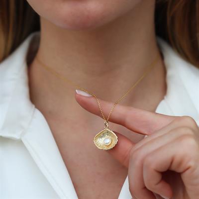 İnci İstirdiye Gold Kaplama Gümüş Kolye