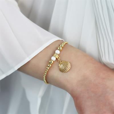 İstiridye Gold Kaplama Gümüş Bileklik