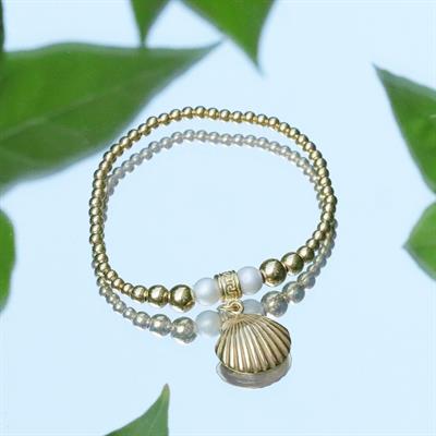 İstiridye Gold Kaplama Gümüş Bileklik