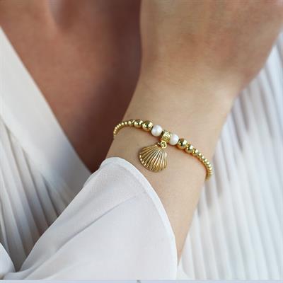 İstiridye Gold Kaplama Gümüş Bileklik