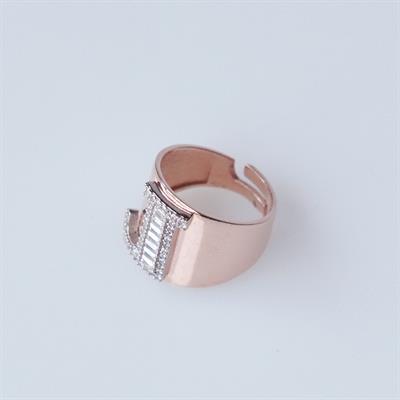 J Harfi Baget Taşlı Rose Gold Kaplama Gümüş Yüzük