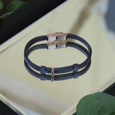 Kahverengi Rose Deri Çelik Bileklik