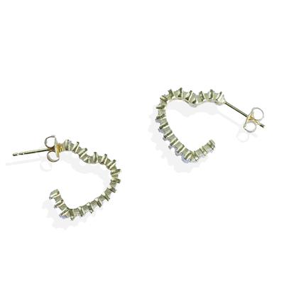 Kalp Baget Taşlı Gold Kaplama Gümüş Küpe