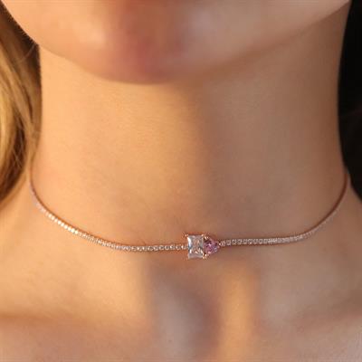 Kalp Choker Gümüş Kolye