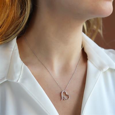 Kalp Kar Taneli 925 Ayar Gümüş Işıltı Kolye