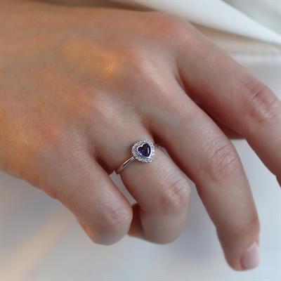 Kalp Pndr Ametist Taşlı 925 Ayar Gümüş Yüzük