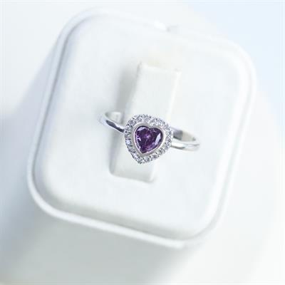 Kalp Pndr Ametist Taşlı 925 Ayar Gümüş Yüzük
