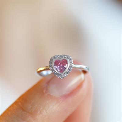 Kalp Pndr Pembe Taşlı 925 Ayar Gümüş Yüzük