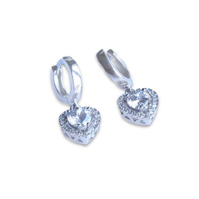 Kalp Pndr Zirkon Taşlı Gümüş Küpe