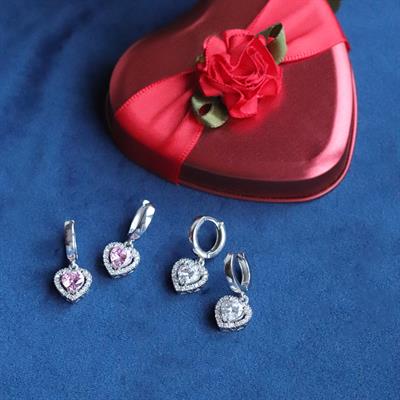 Kalp Pndr Zirkon Taşlı Gümüş Küpe