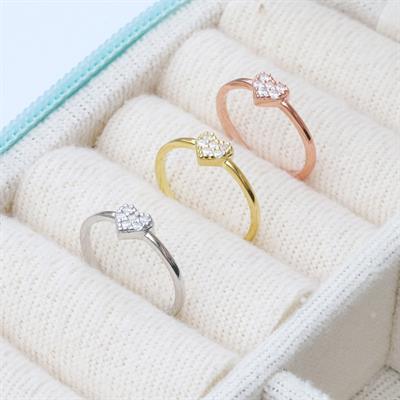 Kalp Zirkon Taşlı Minimal Gümüş Yüzük