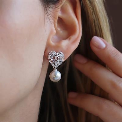 Kalpli İnci Gümüş Küpe