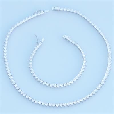 Kalpli Zirkon Taşlı Su Yolu Gümüş Set