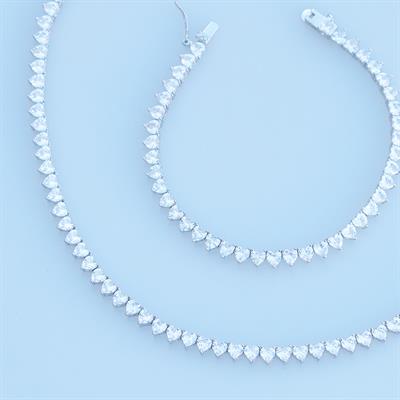 Kalpli Zirkon Taşlı Su Yolu Gümüş Set