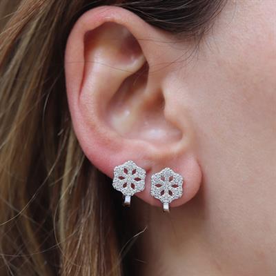 Kar Tanesi Zirkon Taşlı Gümüş Küpe