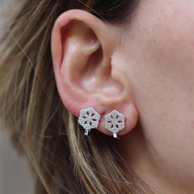 Kar Tanesi Zirkon Taşlı Gümüş Küpe