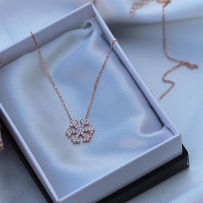 Kar Tanesi Zirkon Taşlı Rose Gold Kaplama Gümüş Kolye